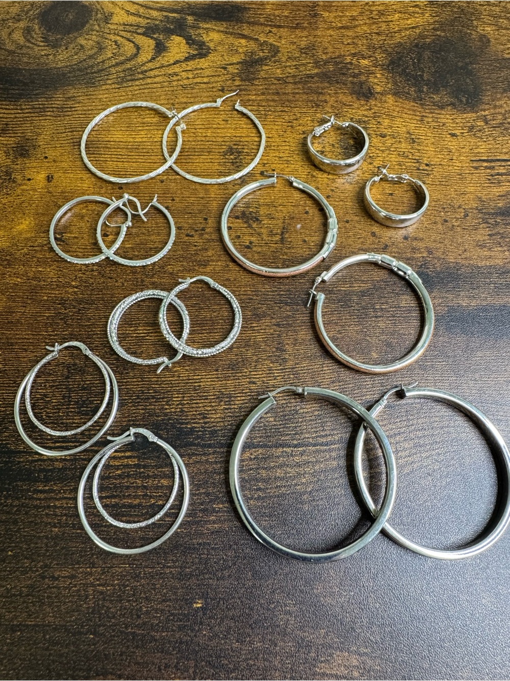 Classic Silver Tone Hoop Earrings - Multiple Sizes and Styles